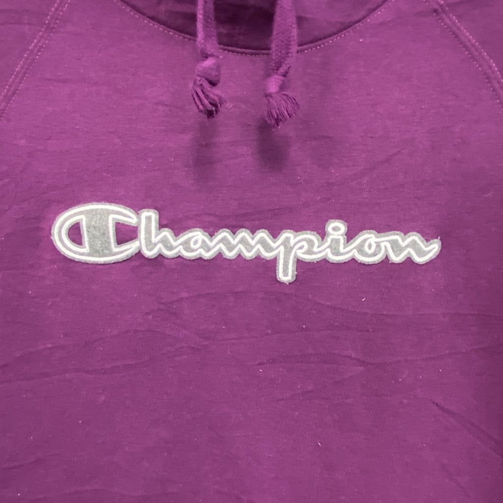 champion　チャンピオン　スウェットパーカー/フーディ　ラグランスリーブ　ワッペン　現行　紫　パープル　Lサイズ