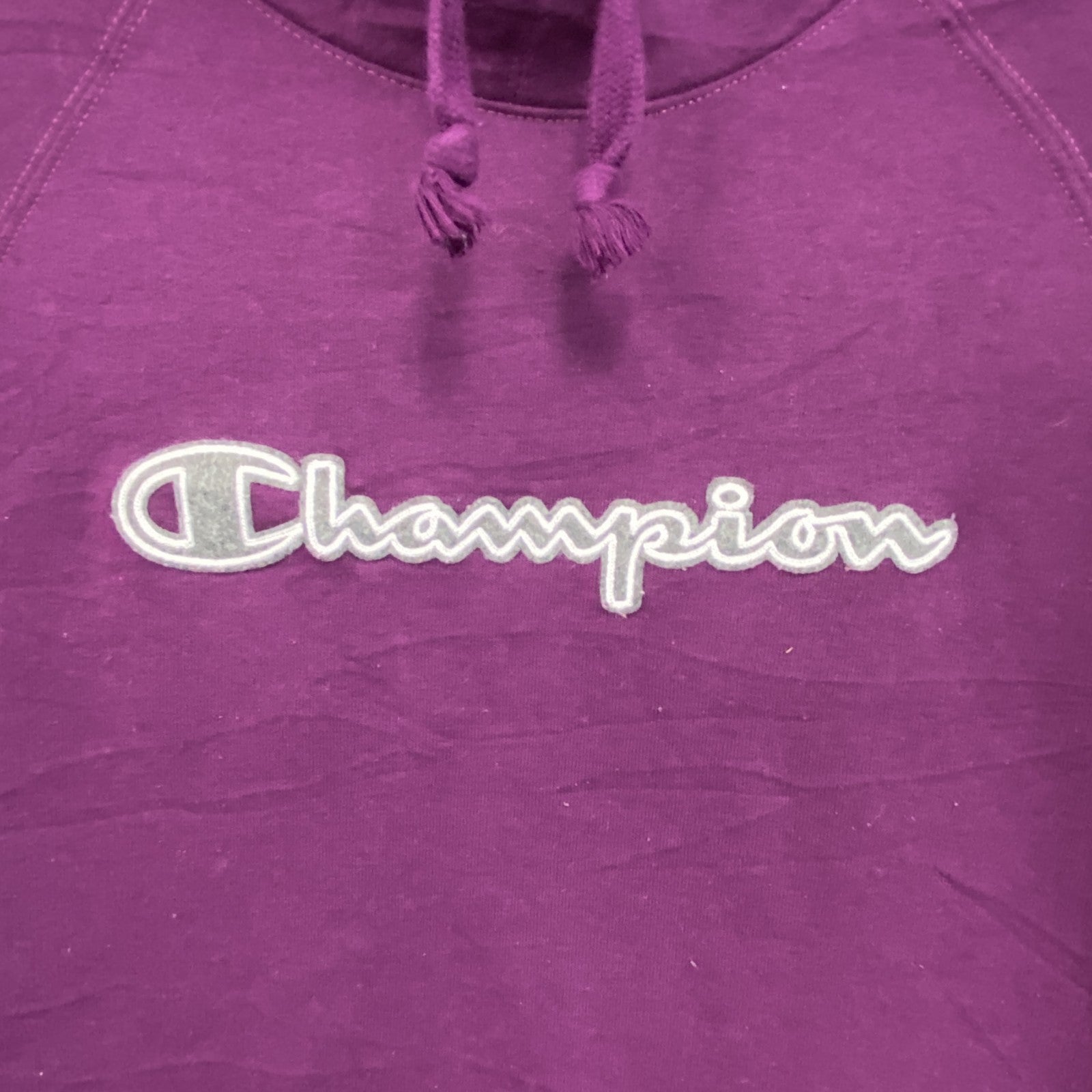 champion　チャンピオン　スウェットパーカー/フーディ　ラグランスリーブ　ワッペン　現行　紫　パープル　Lサイズ