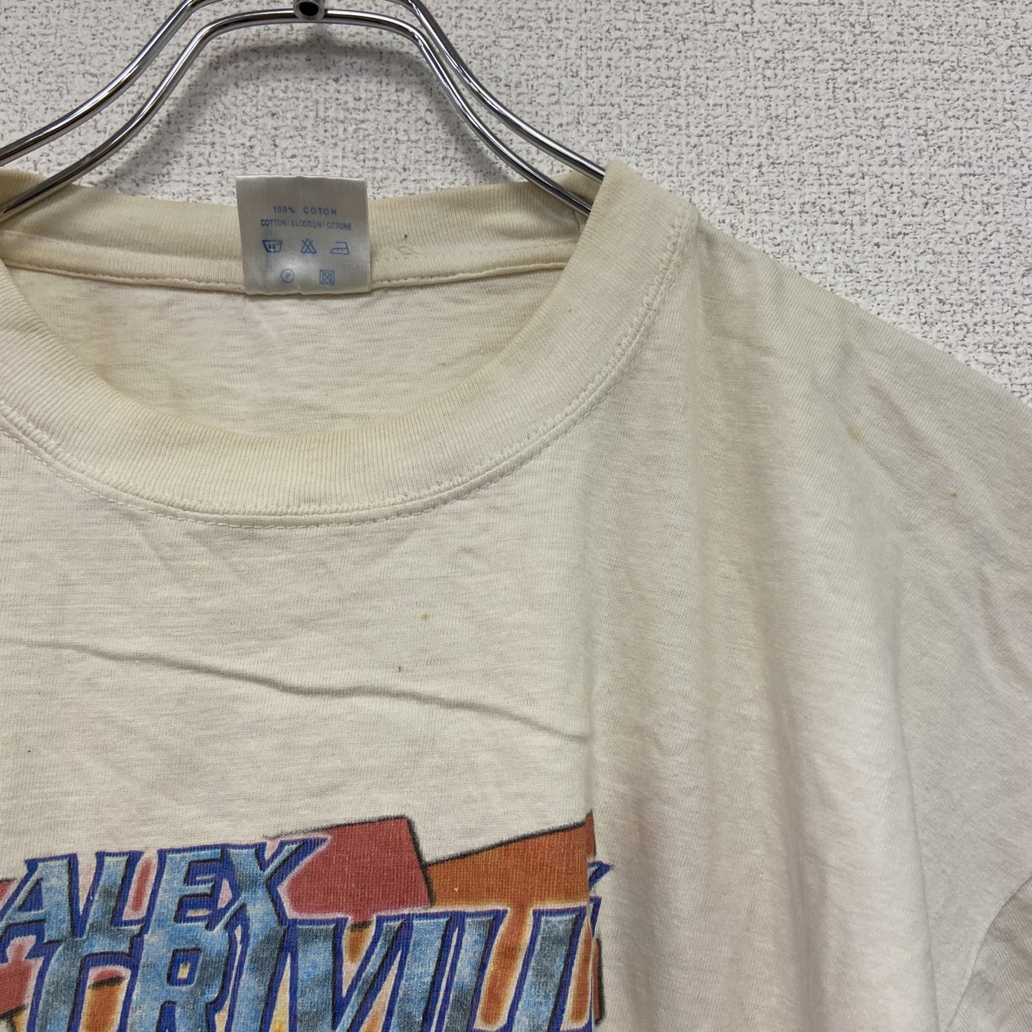 90s～　Cosmos Blue　半袖プリントTシャツ　アレックスクリビ―レ　白　ホワイト　XLサイズ