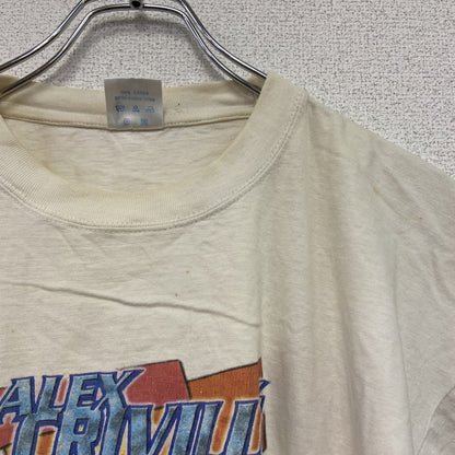 90s～　Cosmos Blue　半袖プリントTシャツ　アレックスクリビ―レ　白　ホワイト　XLサイズ