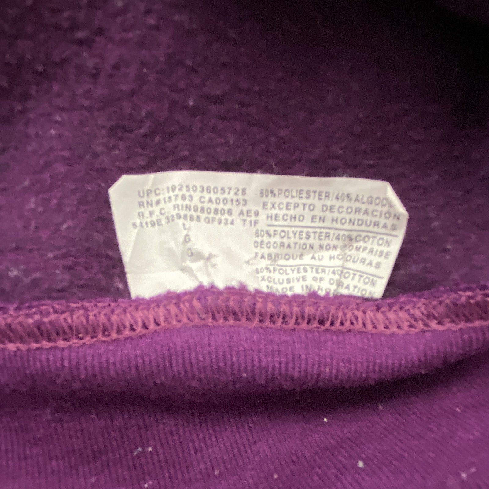 champion　チャンピオン　スウェットパーカー/フーディ　ラグランスリーブ　ワッペン　現行　紫　パープル　Lサイズ