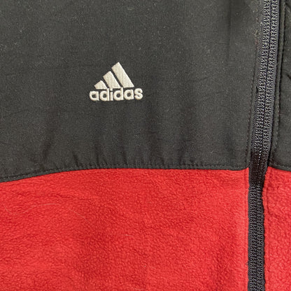 古着 used　Adidas アディダス　長袖フルジップフリースジャケット　赤　レッド　ロゴ刺　NC STATE　Mサイズ