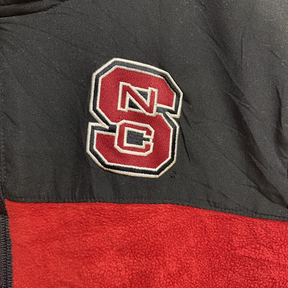 古着 used　Adidas アディダス　長袖フルジップフリースジャケット　赤　レッド　ロゴ刺　NC STATE　Mサイズ