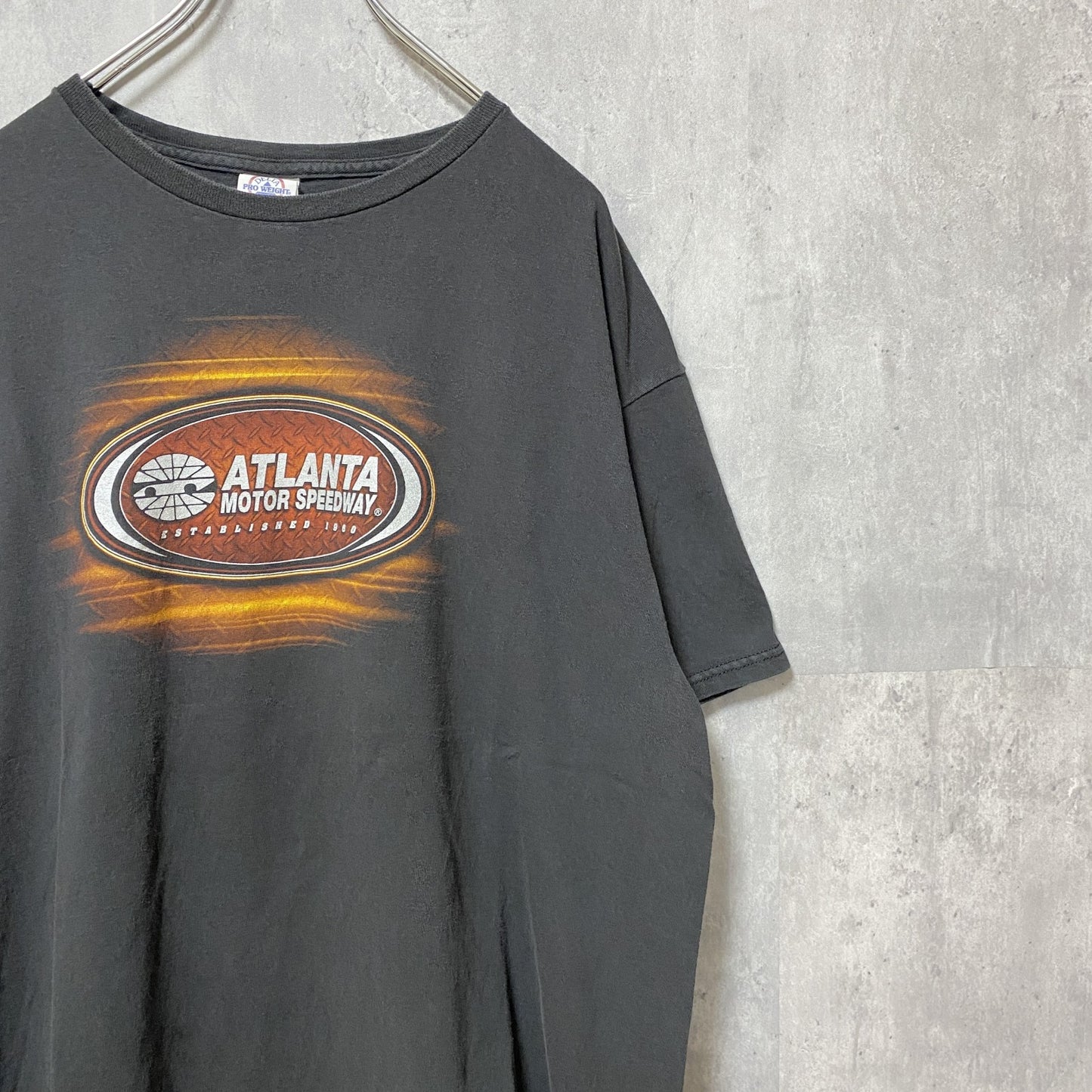 古着 used　ATLANTA MOTOR SPEEDWAY　半袖バックプリントTシャツ　黒　ブラック　レーシングカー　XLサイズ