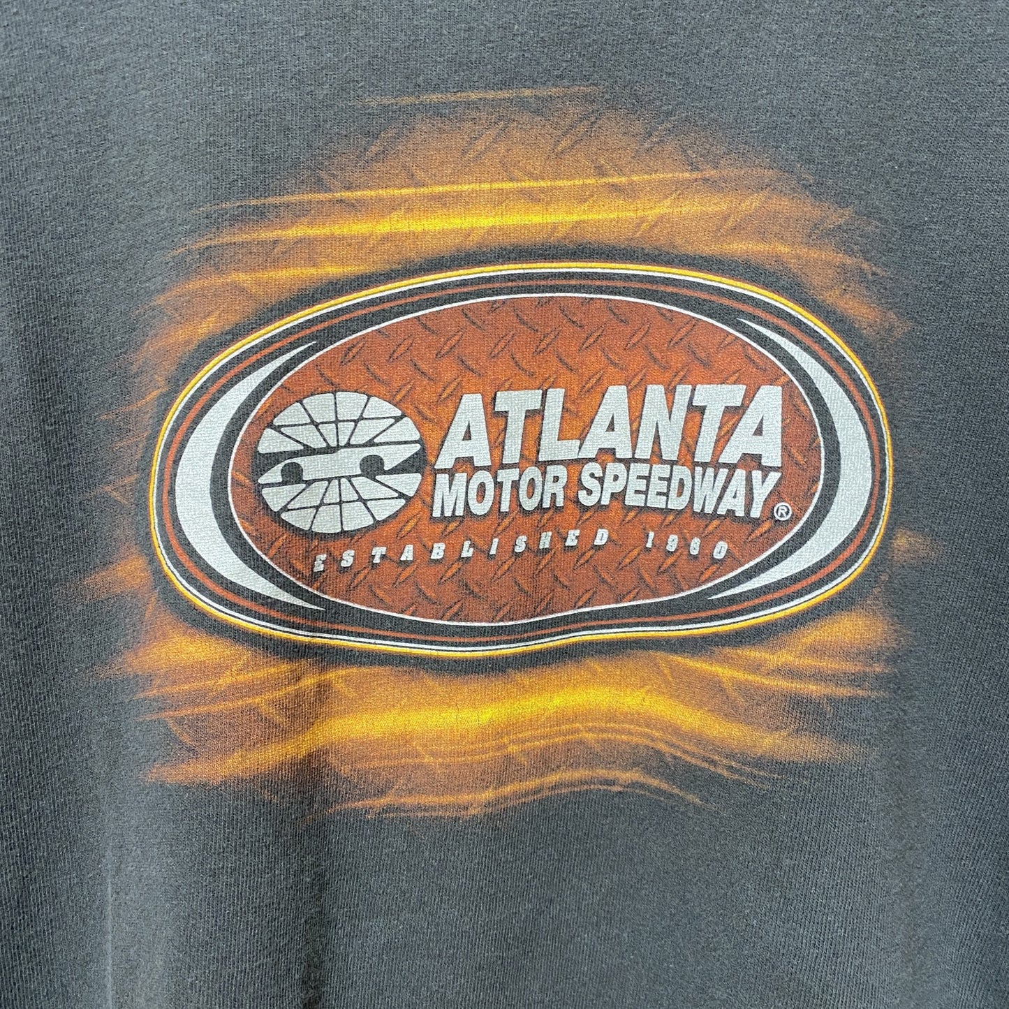 古着 used　ATLANTA MOTOR SPEEDWAY　半袖バックプリントTシャツ　黒　ブラック　レーシングカー　XLサイズ