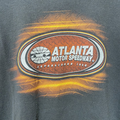 古着 used　ATLANTA MOTOR SPEEDWAY　半袖バックプリントTシャツ　黒　ブラック　レーシングカー　XLサイズ