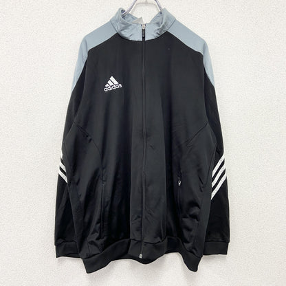 adidas　アディダス　トラックジャケット/ジャージ　パフォーマンスロゴ　デカロゴ　黒　ブラック　2XLサイズ