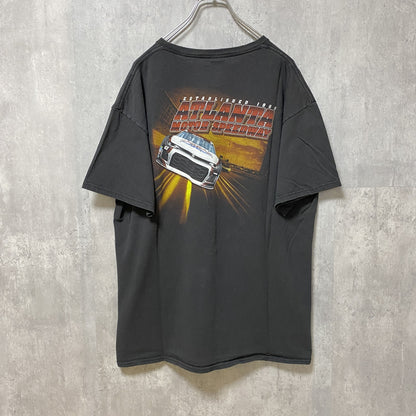 古着 used　ATLANTA MOTOR SPEEDWAY　半袖バックプリントTシャツ　黒　ブラック　レーシングカー　XLサイズ
