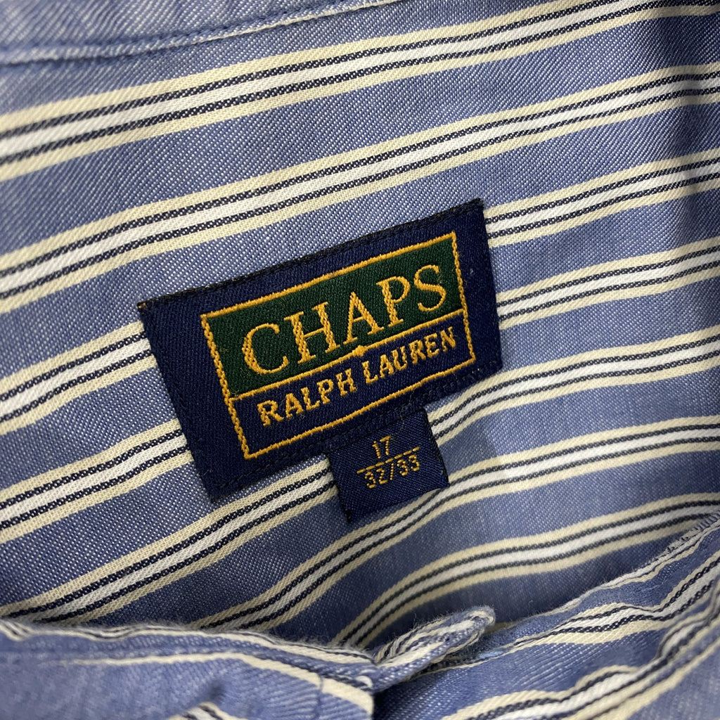 90s～　CHAPS RALPH LAUREN　チャップスラルフローレン　長袖ボタンダウンシャツ　青　ブルー