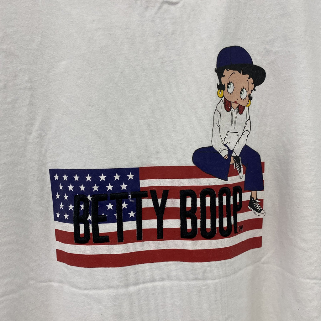 BETTY BOOP　ベティブープ　半袖プリントTシャツ　星条旗　白　ホワイト