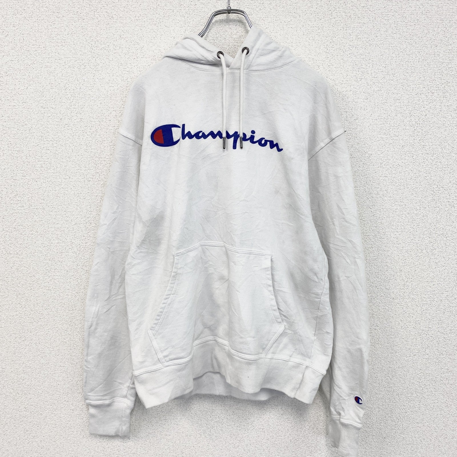 champion　チャンピオン　スウェットパーカー/フーディー　デカロゴ　刺繍ロゴ　ビッグシルエット　現行　白　ホワイト　Mサイズ