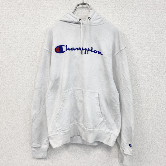 champion　チャンピオン　スウェットパーカー/フーディー　デカロゴ　刺繍ロゴ　ビッグシルエット　現行　白　ホワイト　Mサイズ