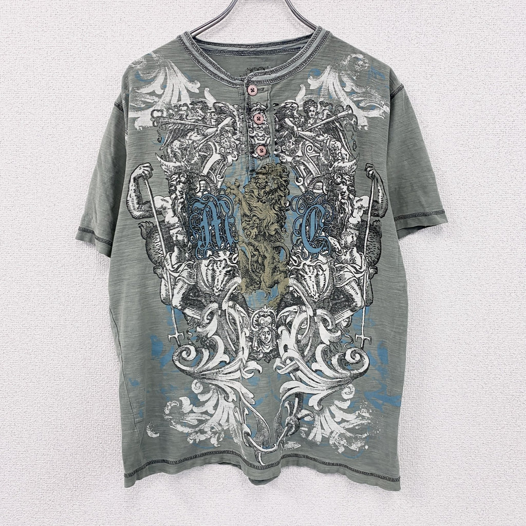 Modern Culture　半袖Tシャツ　ヘンリーネック　アート　fairy grunge　緑　グリーン　Lサイズ