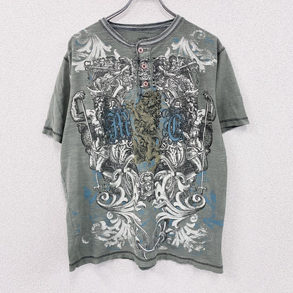 Modern Culture　半袖Tシャツ　ヘンリーネック　アート　fairy grunge　緑　グリーン　Lサイズ
