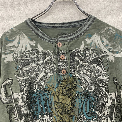 Modern Culture　半袖Tシャツ　ヘンリーネック　アート　fairy grunge　緑　グリーン　Lサイズ