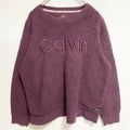 古着 used　Calvin Klein カルバンクライン　長袖ボアトレーナー　フリース　ピンク　ビッグロゴ刺　Mサイズ