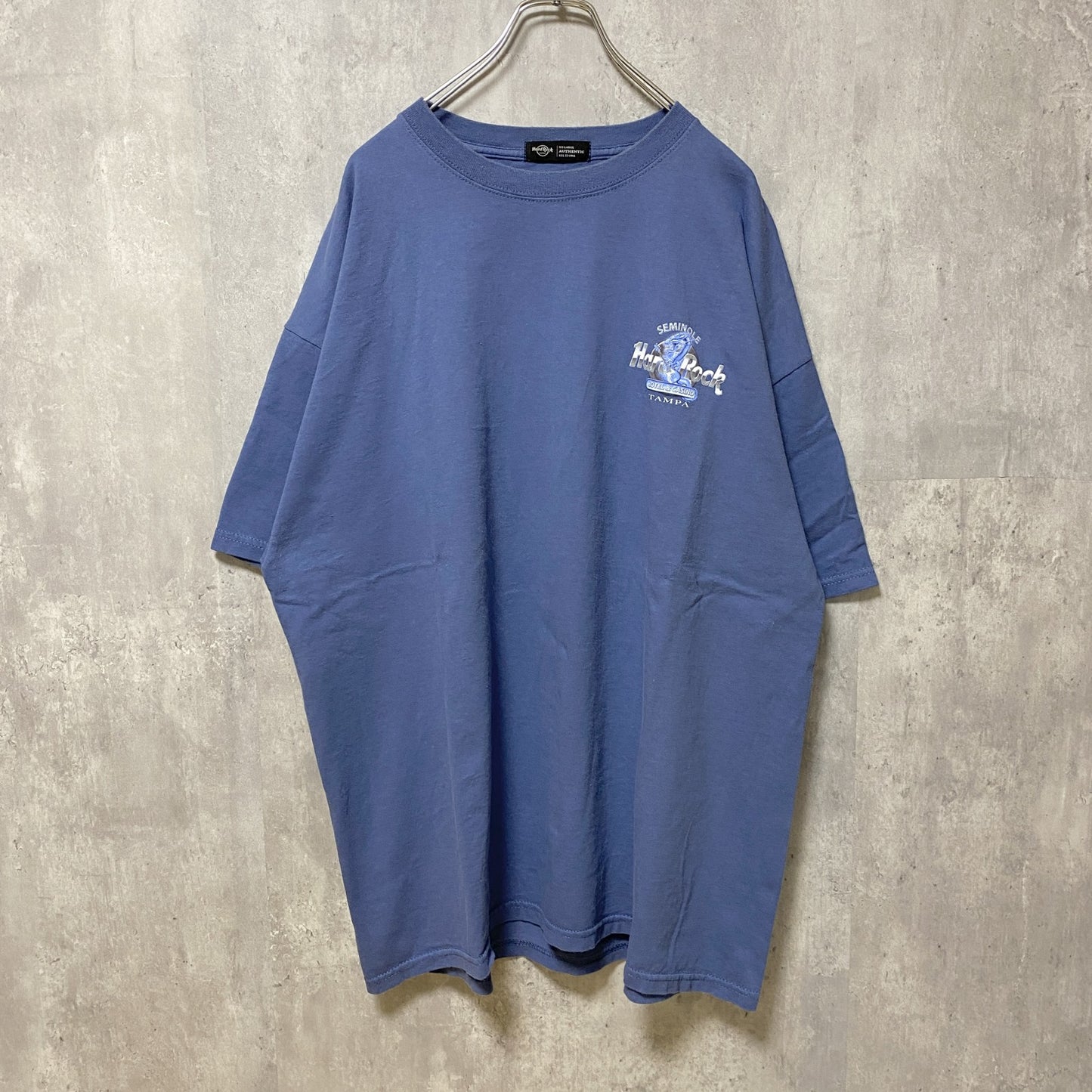 古着 used　Hard Rock HOTEL&CASINO　半袖バックプリントTシャツ　ワンポイント　ネイビー　紺　XXLサイズ