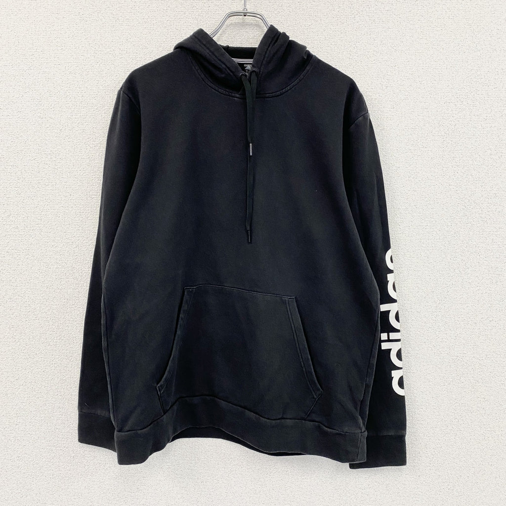 adidas　アディダス　スウェットパーカー/フーディー　デカロゴ　黒　ブラック　Oサイズ