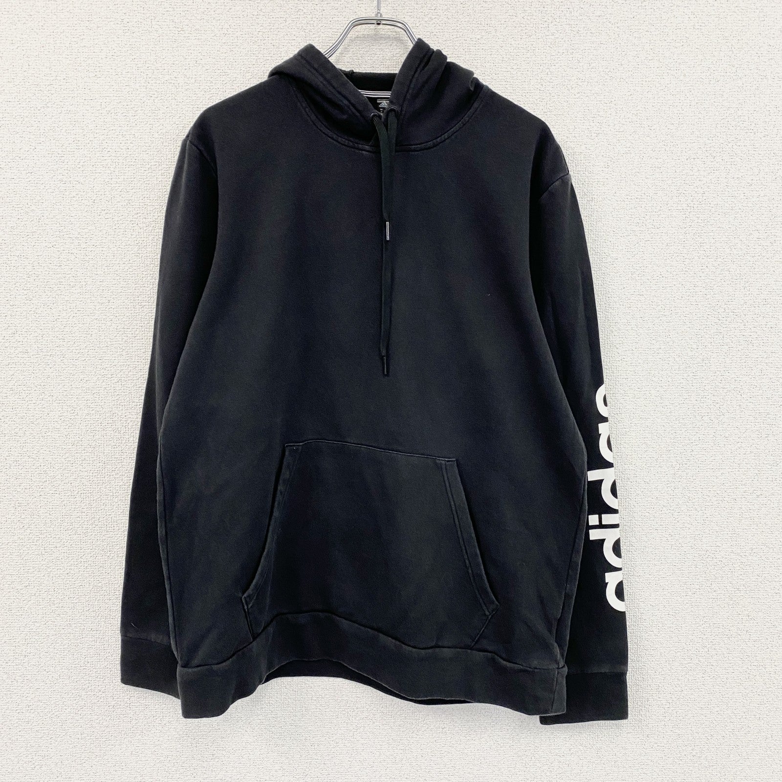 adidas　アディダス　スウェットパーカー/フーディー　デカロゴ　黒　ブラック　Oサイズ