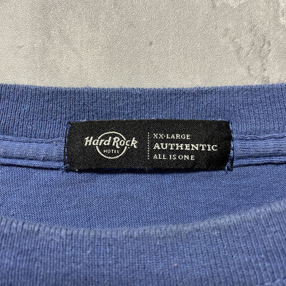 古着 used　Hard Rock HOTEL&CASINO　半袖バックプリントTシャツ　ワンポイント　ネイビー　紺　XXLサイズ
