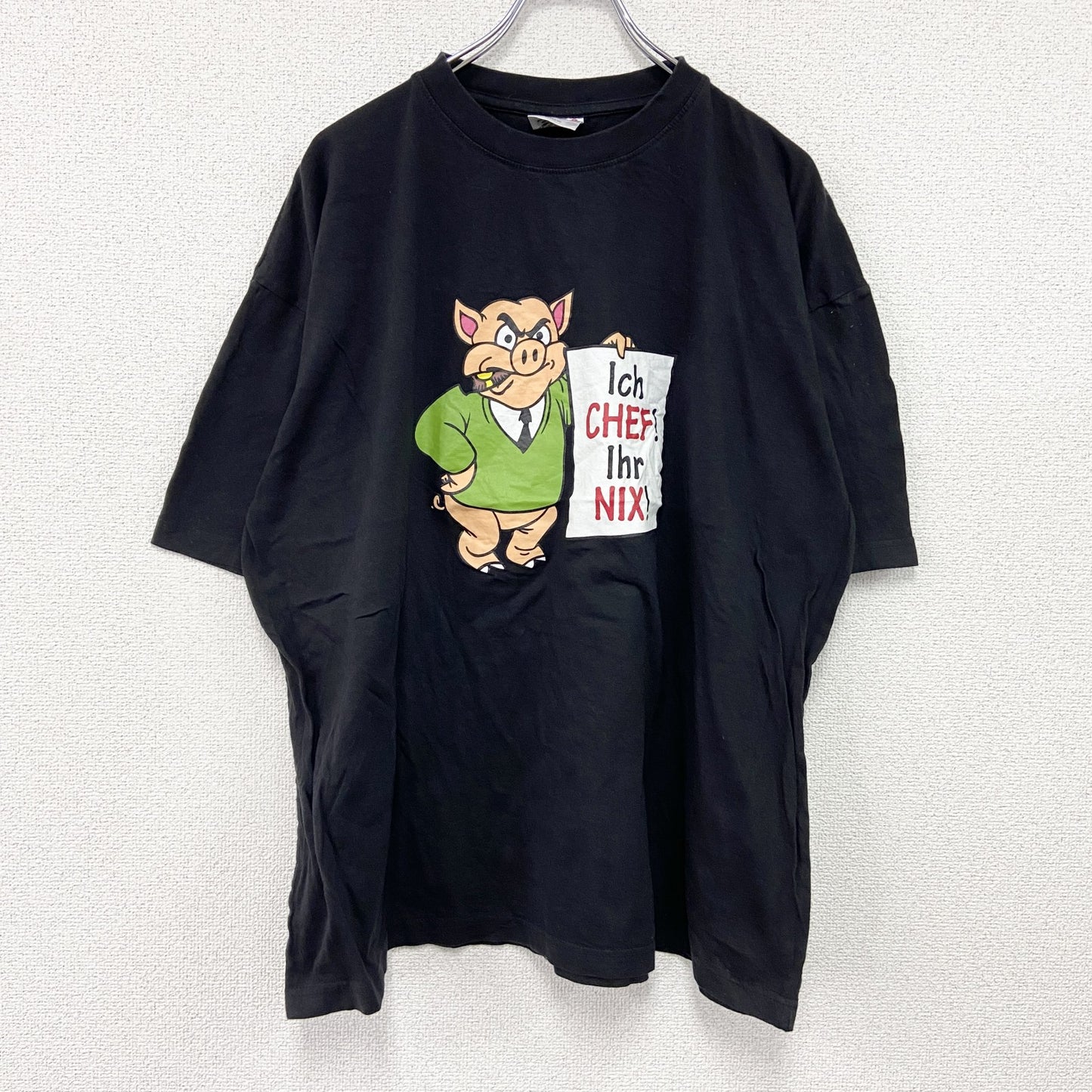 FUNKY T-SHIRT　半袖プリントTシャツ　アニマルT　ユーロ　黒　ブラック　2XLサイズ