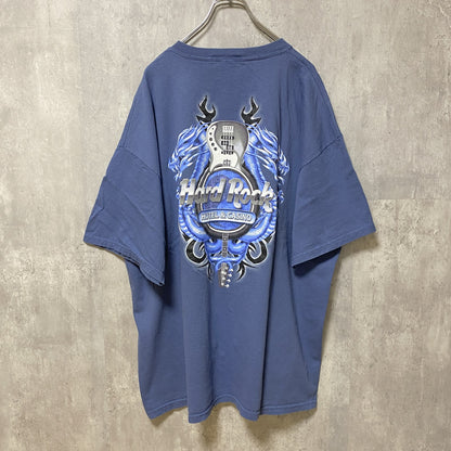 古着 used　Hard Rock HOTEL&CASINO　半袖バックプリントTシャツ　ワンポイント　ネイビー　紺　XXLサイズ