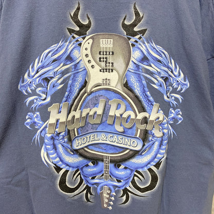 古着 used　Hard Rock HOTEL&CASINO　半袖バックプリントTシャツ　ワンポイント　ネイビー　紺　XXLサイズ