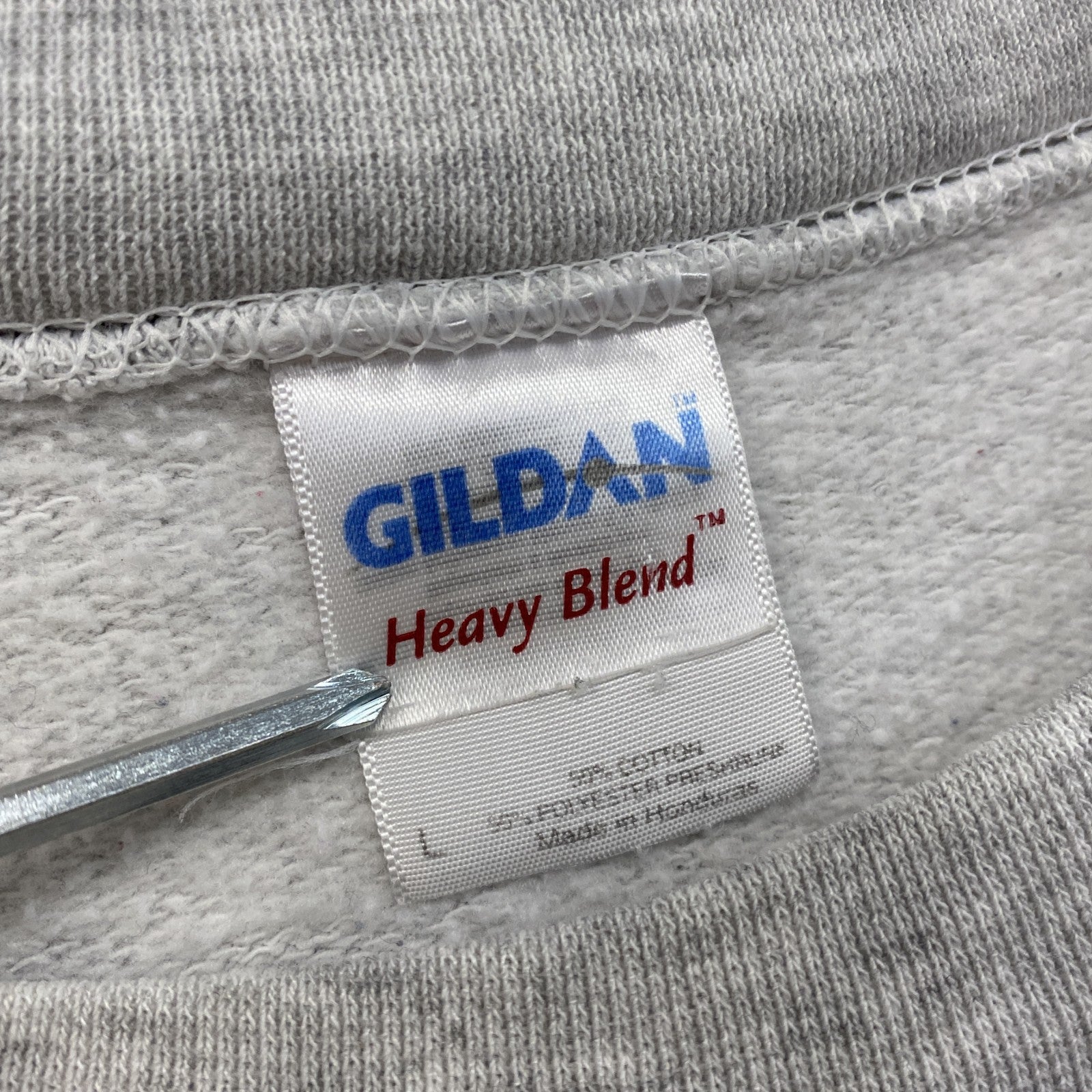 GILDAN　ギルダン　スウェット/トレーナー　両面プリント　サッカー　アーチプリント　クルーネック　霜降りグレー　Lサイズ