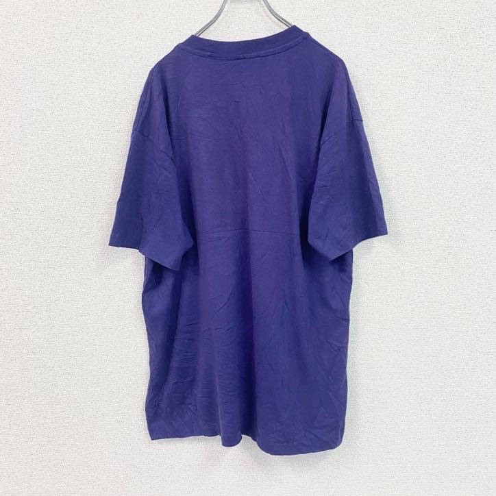 90s　Hanes　ヘインズ　半袖プリントTシャツ　シングルステッチ　ヴィンテージ　紫　パープル　XLサイズ