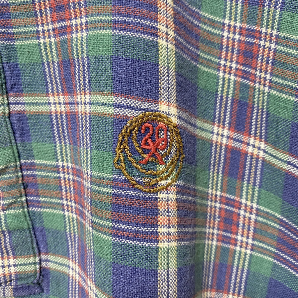 古着 used　90s　TWENTY X by Wrangler　ラングラー　半袖総柄ポロシャツ　ワンポイント刺繍　チェック柄　