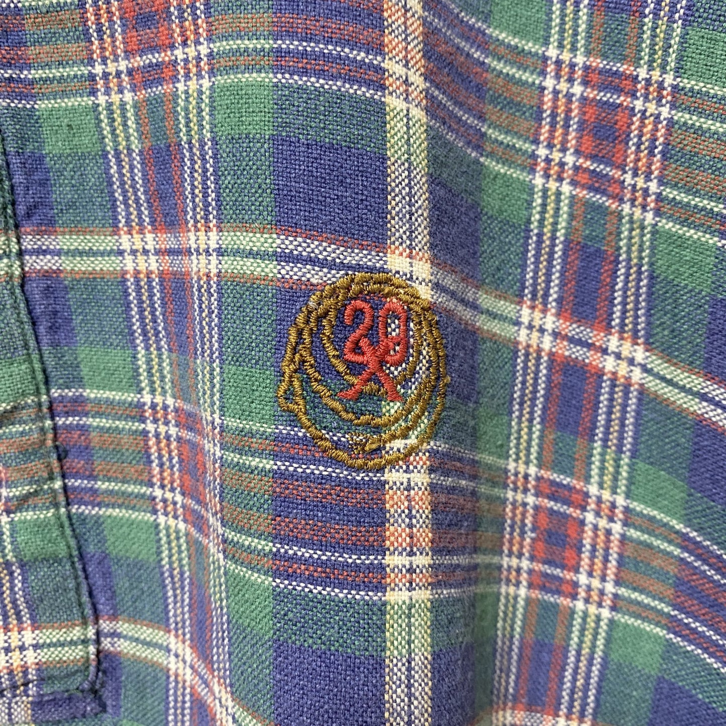 古着 used　90s　TWENTY X by Wrangler　ラングラー　半袖総柄ポロシャツ　ワンポイント刺繍　チェック柄　