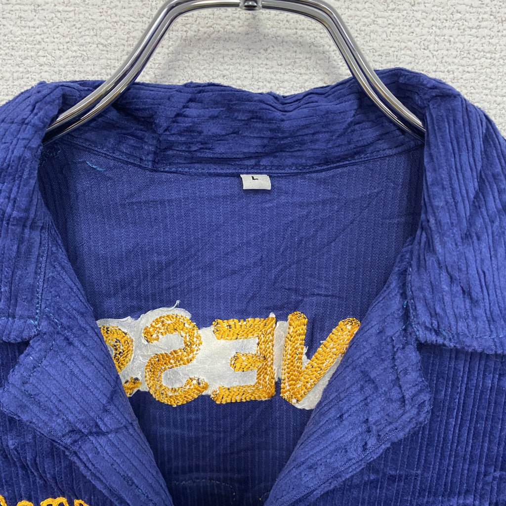 FFAジャケット　ファーマーズジャケット　コーデュロイジャケット　レプリカ　リメイク　刺繍　紺　ネイビー　Lサイズ