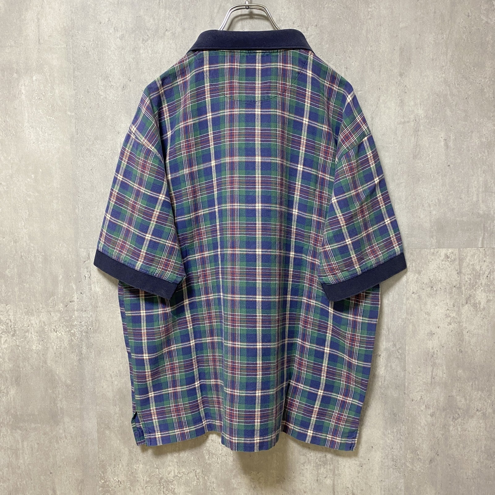 古着 used　90s　TWENTY X by Wrangler　ラングラー　半袖総柄ポロシャツ　ワンポイント刺繍　チェック柄　