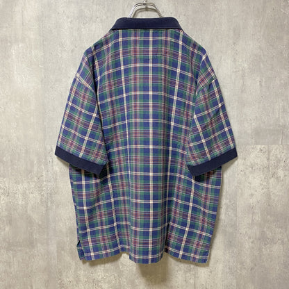 古着 used　90s　TWENTY X by Wrangler　ラングラー　半袖総柄ポロシャツ　ワンポイント刺繍　チェック柄　