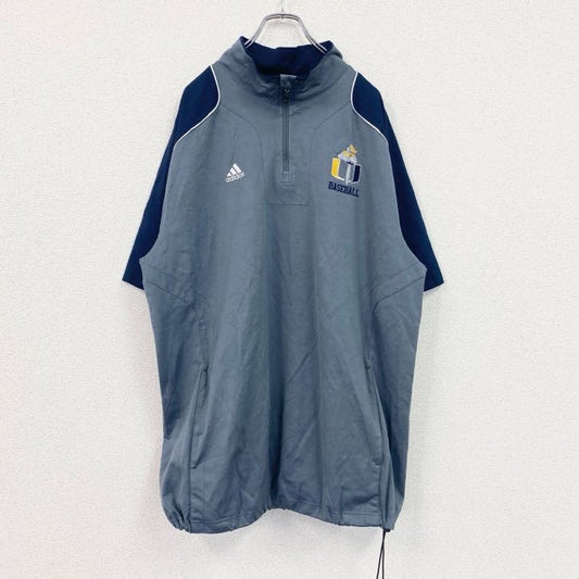 adidas　アディダス　半袖プルオーバージャケット　ハーフジップ　灰色　グレー　XLサイズ