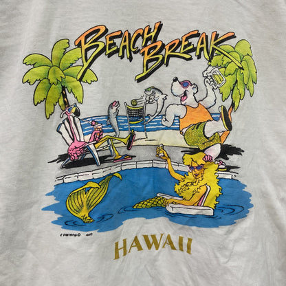 90s～　LESMORE　半袖プリントTシャツ　染み込みプリント　ヴィンテージ　白　ホワイト　Mサイズ