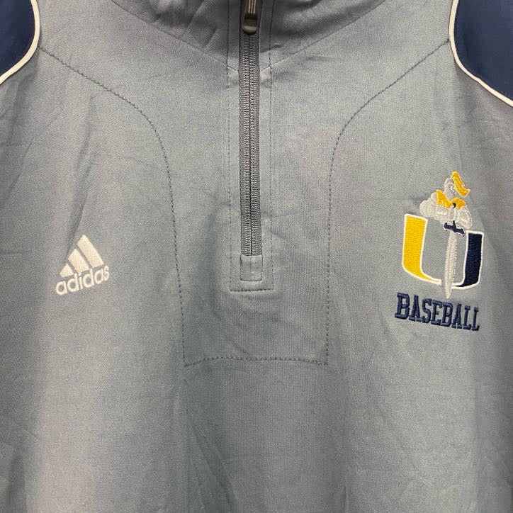 adidas　アディダス　半袖プルオーバージャケット　ハーフジップ　灰色　グレー　XLサイズ