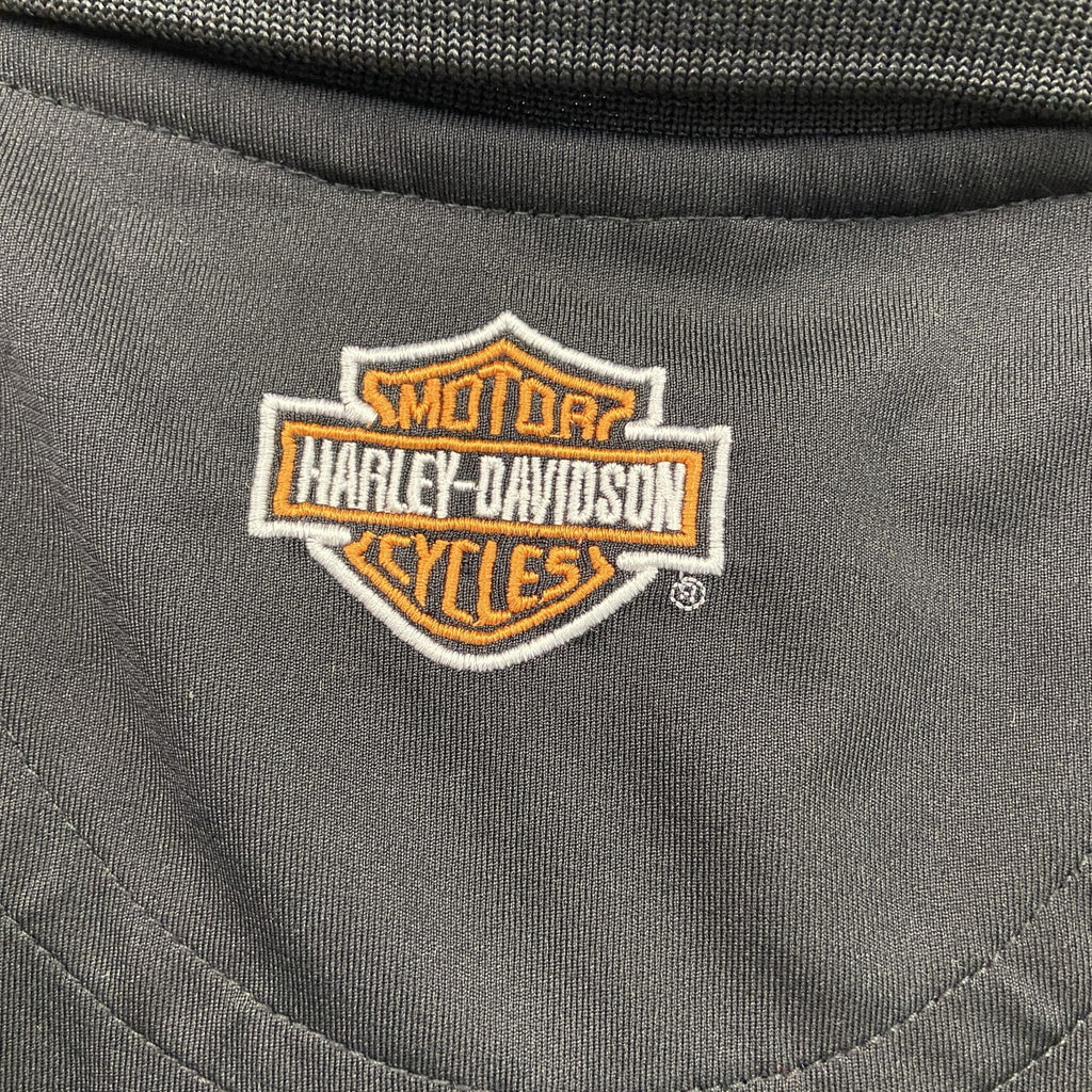 HARLEY DAVIDSON　ハーレーダビッドソン　半袖ポロシャツ　ロゴ刺繡　黒　ブラック　XLサイズ