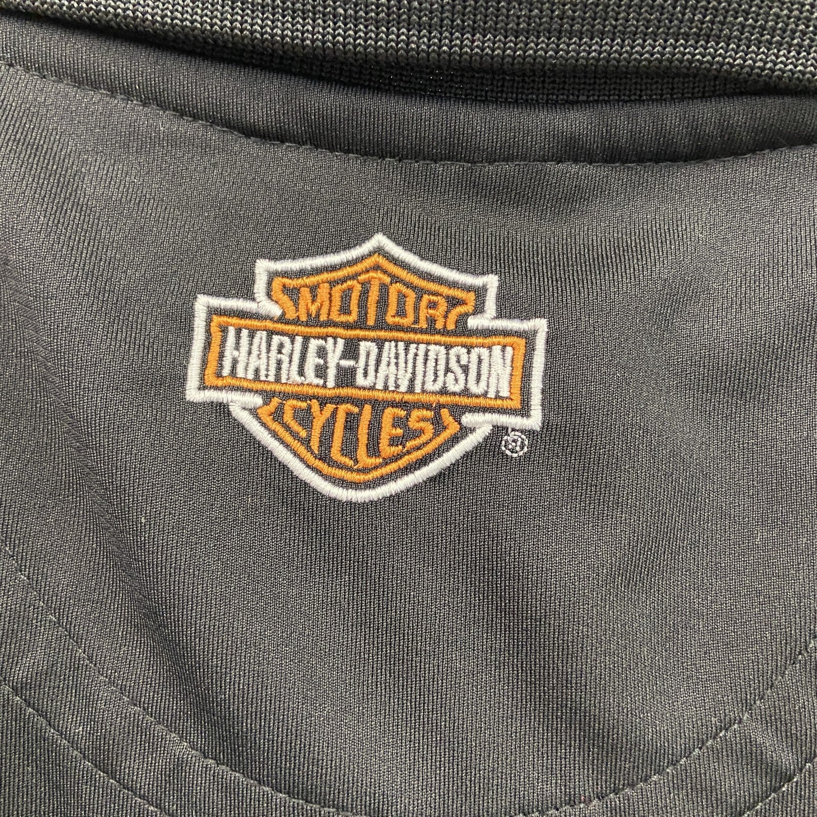 HARLEY DAVIDSON　ハーレーダビッドソン　半袖ポロシャツ　ロゴ刺繡　黒　ブラック　XLサイズ