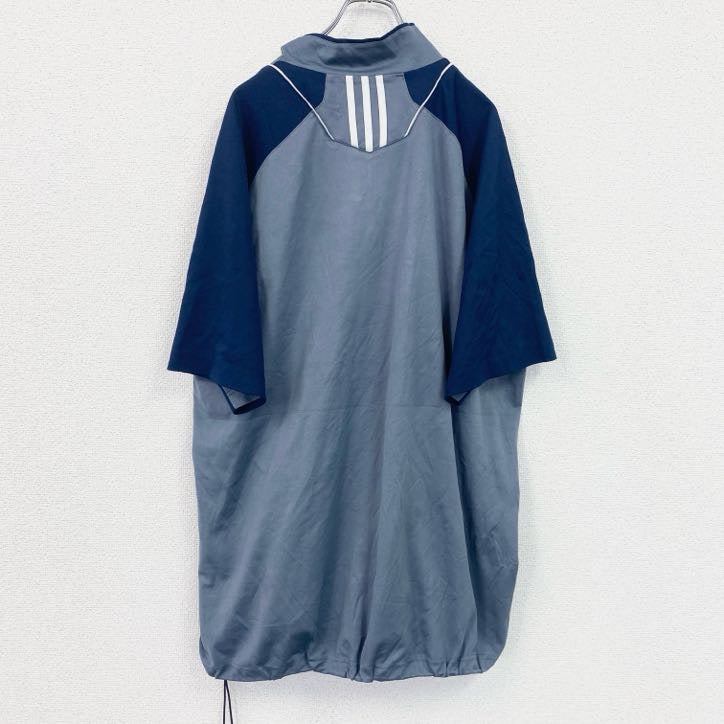 adidas　アディダス　半袖プルオーバージャケット　ハーフジップ　灰色　グレー　XLサイズ
