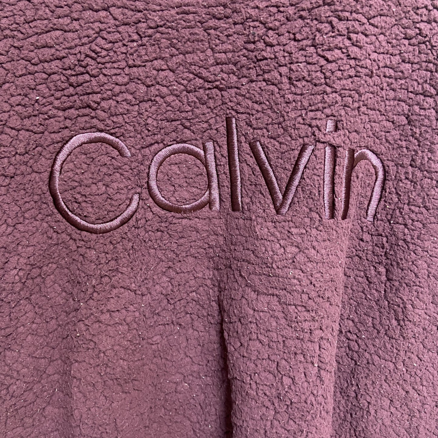 古着 used　Calvin Klein カルバンクライン　長袖ボアトレーナー　フリース　ピンク　ビッグロゴ刺　Mサイズ