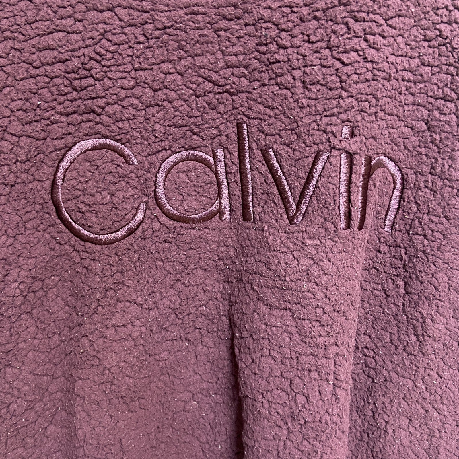 古着 used　Calvin Klein カルバンクライン　長袖ボアトレーナー　フリース　ピンク　ビッグロゴ刺　Mサイズ