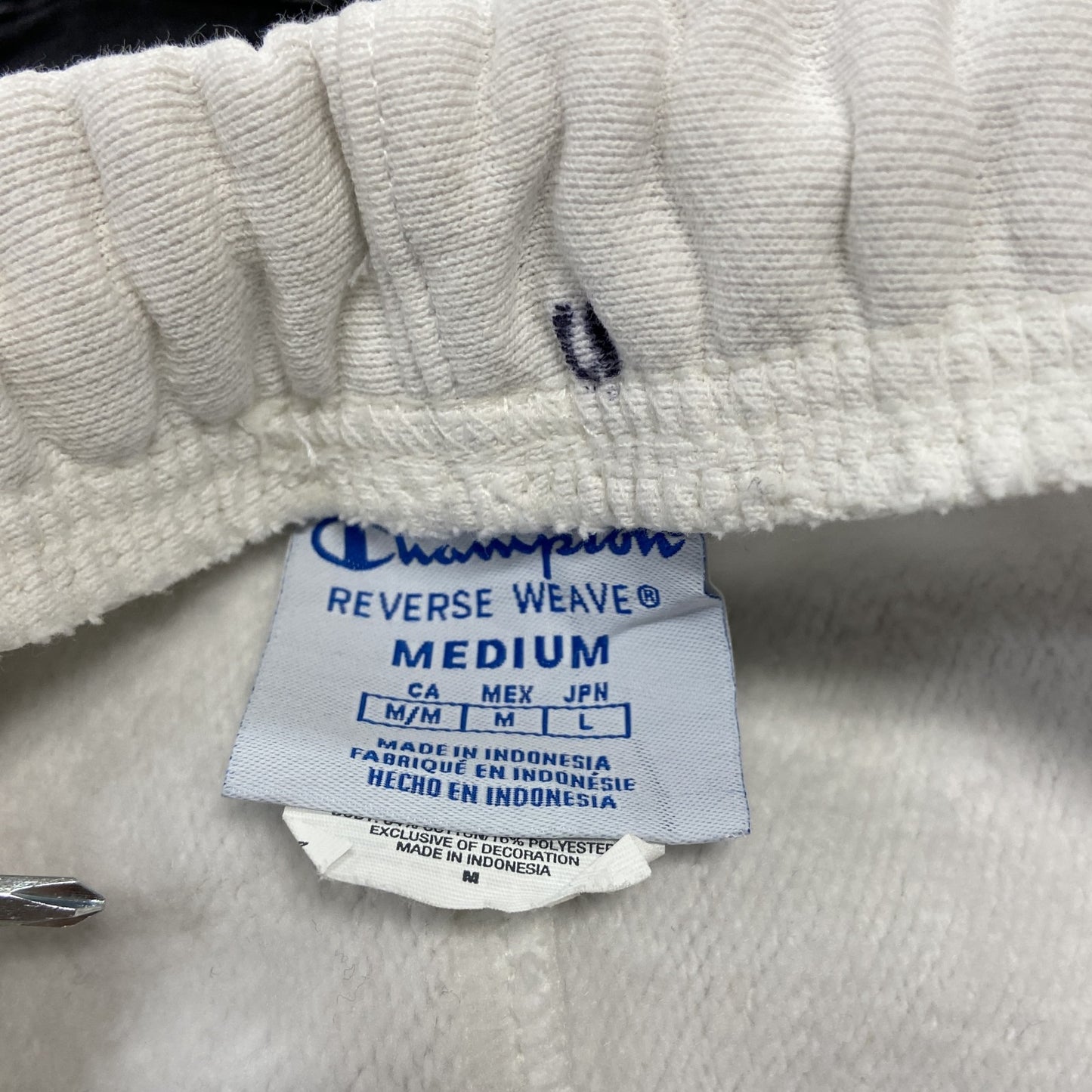 Champion　チャンピオン　リバースウィーブ　スウェットパンツ　リブライン　ヘビーウエイト　刺繍ロゴ　白　ホワイト　Mサイズ　古着