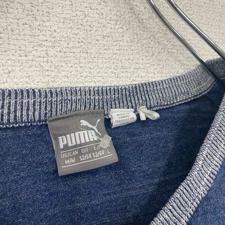 PUMA　プーマ　Vネックコットンニットセーター　紺　ネイビー　Lサイズ