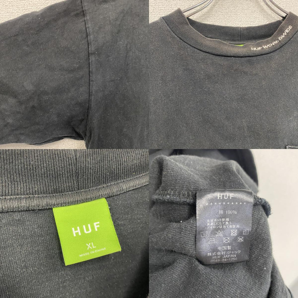 HUF　ハフ　半袖ポケットTシャツ　ポケT　黒　ブラック　XLサイズ