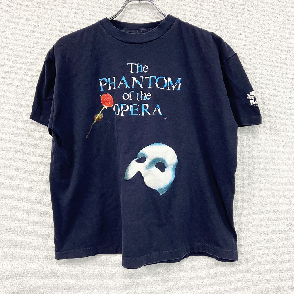 90s　ROOTS　オペラ座の怪人　半袖プリントTシャツ　ヴィンテージ　シングルステッチ　紺　ネイビー　Lサイズ