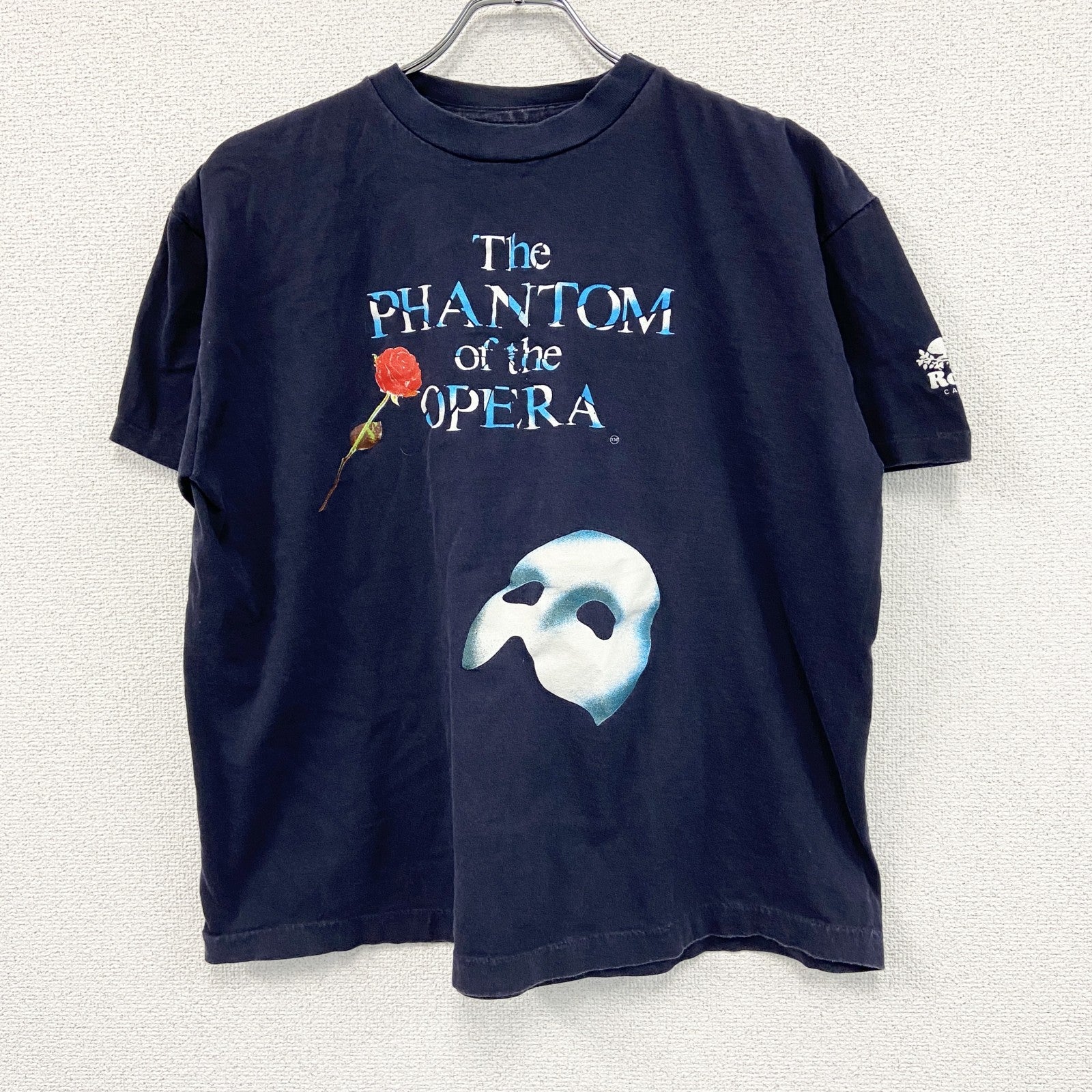 90s　ROOTS　オペラ座の怪人　半袖プリントTシャツ　ヴィンテージ　シングルステッチ　紺　ネイビー　Lサイズ