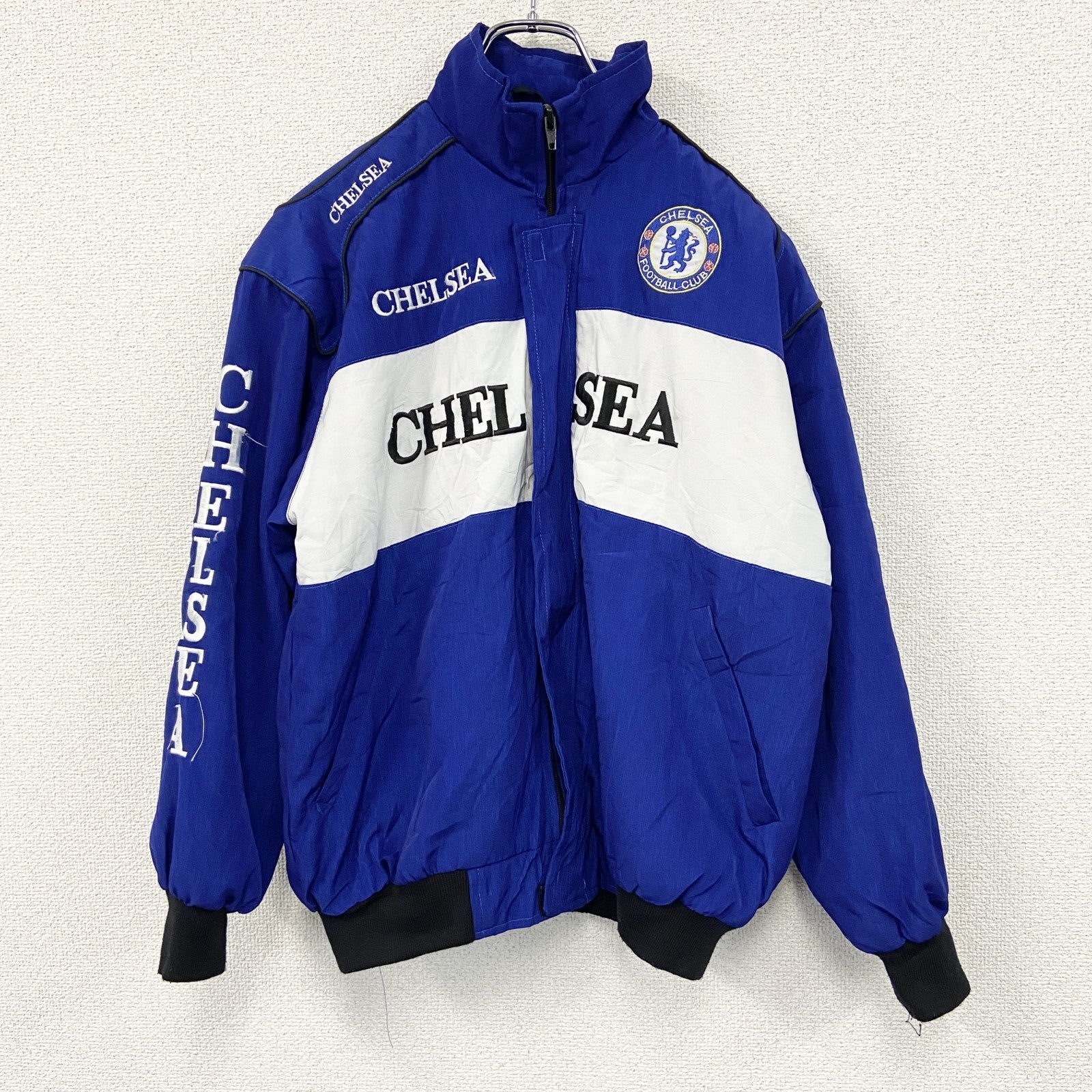 CHELSEA　チェルシーFC　スタジアムジャケット　比翼仕立て　刺繍ロゴ　青　ブルー　XXLサイズ