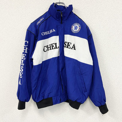 CHELSEA　チェルシーFC　スタジアムジャケット　比翼仕立て　刺繍ロゴ　青　ブルー　XXLサイズ