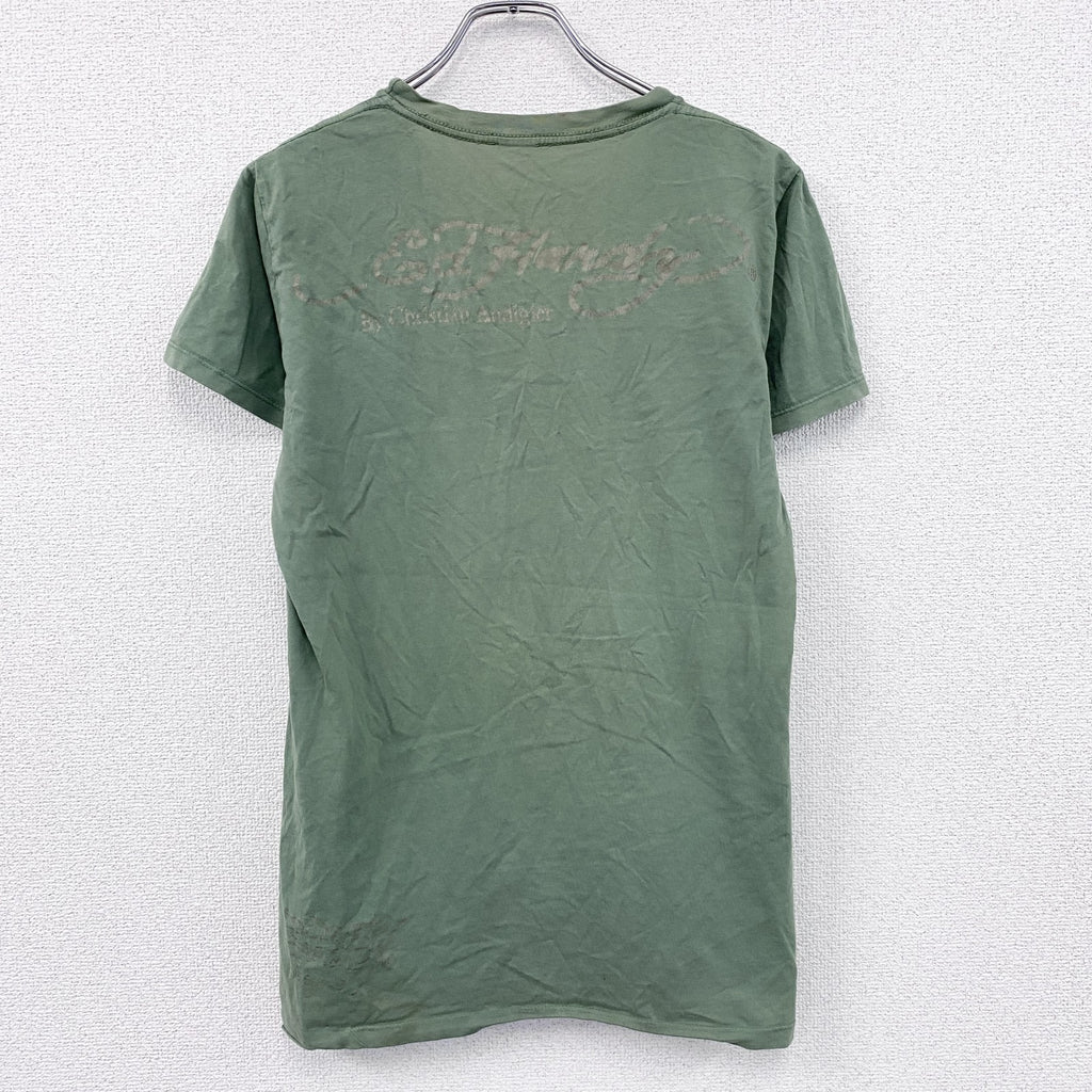 Ed Hardy　エドハーディー　半袖プリントTシャツ　アメトラ　タトゥー　緑　グリーン